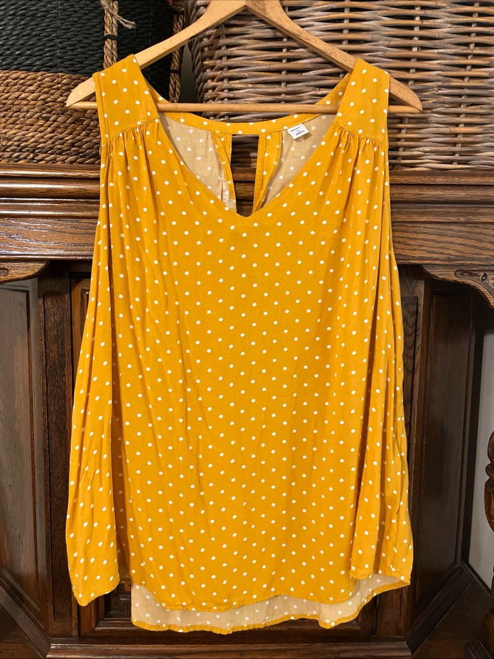 Old Navy Mustard Yellow Polka Dot Sleeveless Blouse